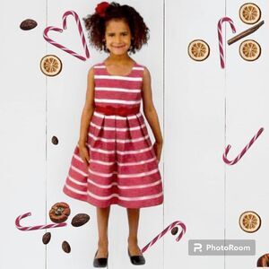 Jona Michelle Kids' Holiday Christmas Dress, Red & White 10